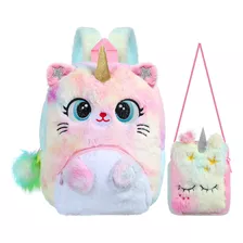 Waslary Juego De 2 Mochilas Con Forma De Gato Y Unicornio, B