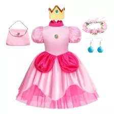 Vestido Princesa Peach Con Accesorios Talla 10/12 Navidad 