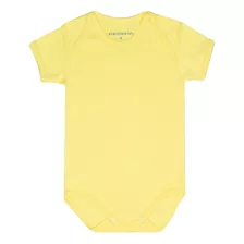 Body Bebe Amarelo Curto Em Malha Ribana 100% Algodão