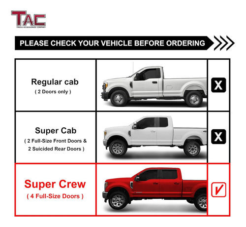 Tac - Estribos Laterales Compatibles Con Ford F250 / F350 /  Foto 3