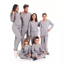 Pijama Kit Longo Família Cinza( 3 Peças)