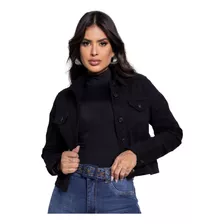 Jaqueta Jeans Preta Feminina