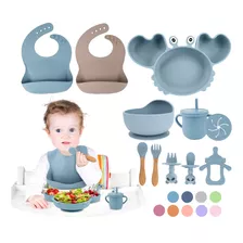 Set Alimentación Silicona Comida Bebé 12 Pcs Antideslizante