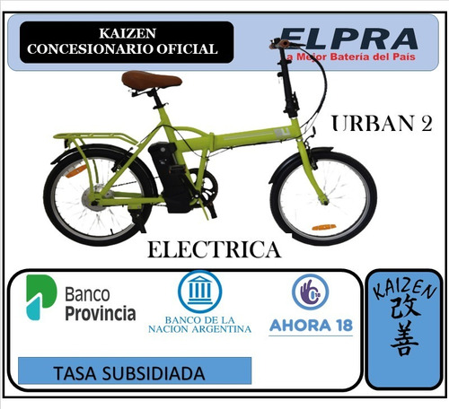 Bicicleta Electrica Elpra Urban 2 Kaizen La Plata