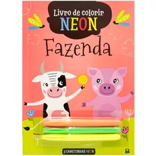 Livro De Colorir Neon: Fazenda, De Todolivro. Editora Brasileitura, Capa Mole Em Português, 2023