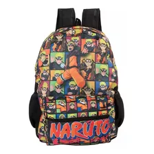 Mochila Escolar Bolsa Uzumaki Naruto Anime Preta Costas