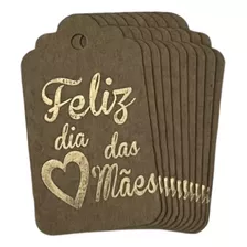 100 Tags Kraft Feliz Dia Das Mães Coração Ouro Tam 7x4