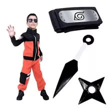 Fantasia Naruto Uzumaki Infantil Kit+bandana+kunai+shuriken