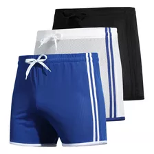 Gimnasio Short Hombre Pantalones Cortos Deportivos 3 Pzs