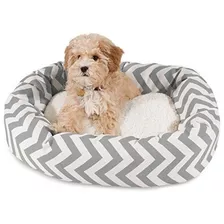 Cama Para Perros Bagel Sherpa Chevron Gris De 24 Pulgadas