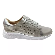 Zapatilla Cuero Casual Cordones Goma Ultra Liviana Leticia