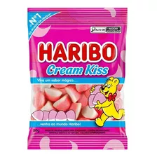Kit 12 Balas Haribo Cream Kiss Morango E Nata 80g 