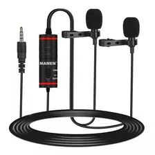 Microfone De Lapela Duplo Profissional Mamen Km-d1 Pro