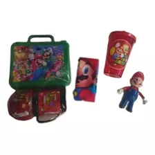 Megakit Mario 6 Itens-maleta+boneco+copo+toalha+caneca+bola