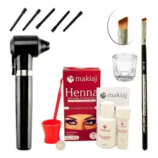 Kit Rena Makiaj Sobrancelha Pincel Macrilan Mixer Misturador Cor Castanho Escuro