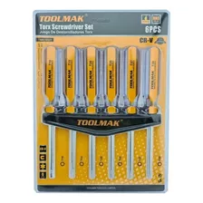 Kit Juego De Destornilladores Torx Estrella 6 Piezas Toolmak