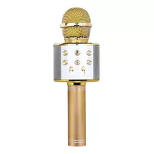 Microfono Karaoke Inalambrico Con Bluetooth Y Bocina Altavoz Color Dorado