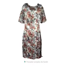 Moda Evangélica Vestido Marca Kauly Tam.g Seda Estampada 3/4