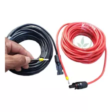 Fio 6mm 9m Preto + 9m Vermelho C/ Conector Mc4 E Ilhos Solar