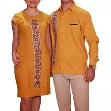 Duo Guayabera Y Vestido, Modelo Uxmal, Incluye Las 2 Pzas