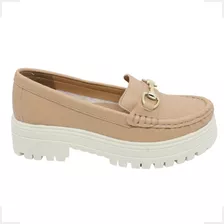 Mocassim Tratorado Plataforma Casual Feminino Oxford Macio