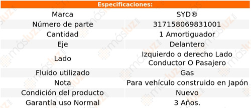 1- Amortiguador Gas Delantero Izq/der Toyota Yaris 03/05 Syd Foto 2