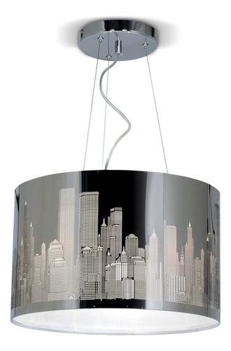 Lampara Colgante 1 Luz New York City Cromado Apto Led Estructura Cromo Megaluz