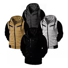 Kit 4 Casaco Moletom Blusa De Frio Zíper Masculino