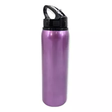 Garrafa Agua Squeeze Aluminio Bico Canudo Tampa 1000ml 1l Cor Roxo