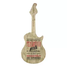 Quadro Placa Decorativa Formato - Guitarra Pensamento Forte