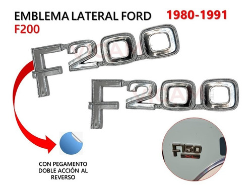 Par De Emblemas Laterales Ford F200 1980-1991 Foto 3