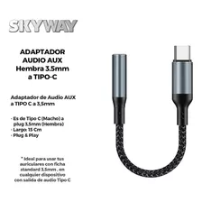 Adaptador Tipo C Para Conectar Auriculares Comun Jack 3.5mm Color Negro