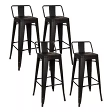 Set 4 Taburetes De Bar Bancos De Cocina Tipo Tolix Modernos Color Negro