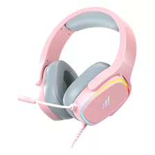 Headset Gamer Fallen Eco Rgb Fone De Ouvido Com Microfone Usb Rosa