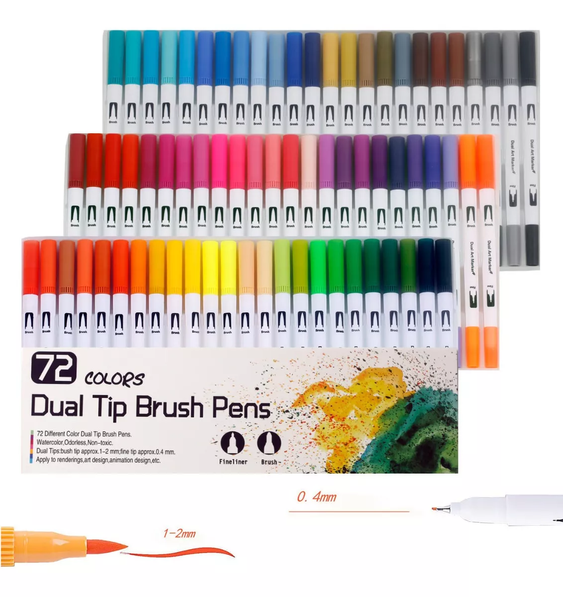 72 Colores Marcadores Plumones De Pincel Dual Brush Blanco