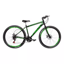 Mountain Bike Woltz Steel Aro 29 17 21v Freios De Disco Mecânico Câmbios Yamada Cor Preto/verde