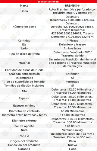 4 Discos Hiperventilados Del + Tras A5 Del 2015 Al 2016 Foto 2