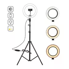 Aro De Luz Led 26cm + Soporte Para Celular + Trípode 2.10 M