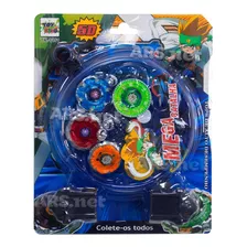 Kit 4 Beyblade Metal Led Com 2 Lançador + Arena Promoção Bey