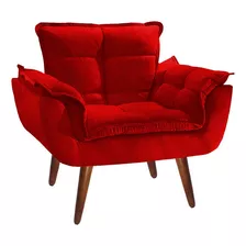 Poltrona Decorativa Opala Para Sala Confortável Arapongas Cor Vermelho