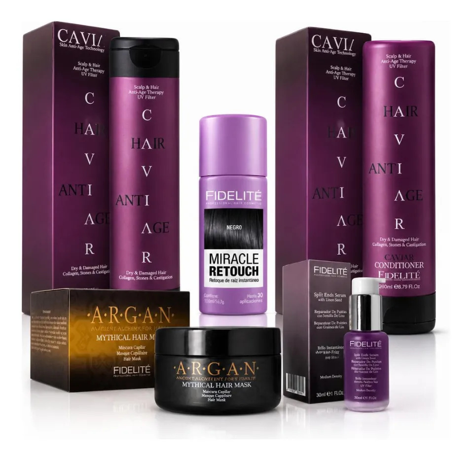 Kit Fidelité Shampoo Acond Máscara Argan Raíces Serum