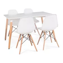 Juego Comedor Eames Mesa Rectangular 120x80 + 4 Sillas