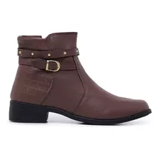 Coturno Bota Feminino Cano Baixo Ziper Bota Frete Gratis