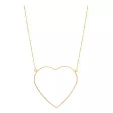 Colar Feminino Rommanel Coração Vazado Folheado 50 Cm 532069 Cor Dourado