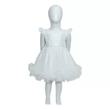 Vestido Com Renda E Tulle Roupa Bebê Menina Várias Cores