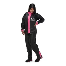 Conjunto Capa De Chuva Pvc Feminina Pantaneiro Moto Rosa