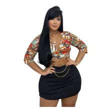 Conjunto Blusa E Short Saia Plus Size Verão 44 Á 54