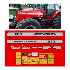 Kit De Adesivo Trator Massey Ferguson Mf 680 + Etiquetas Mk Cor Padrão