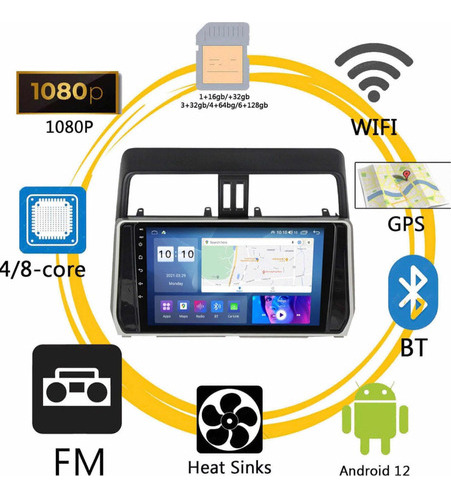 Radio Andorid Carplay 2+32 Toyota Prado 2018-2021 Foto 2