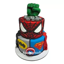 Torta Super Heroes,hulk,hombre Araña, Batman, Superman Cap.a